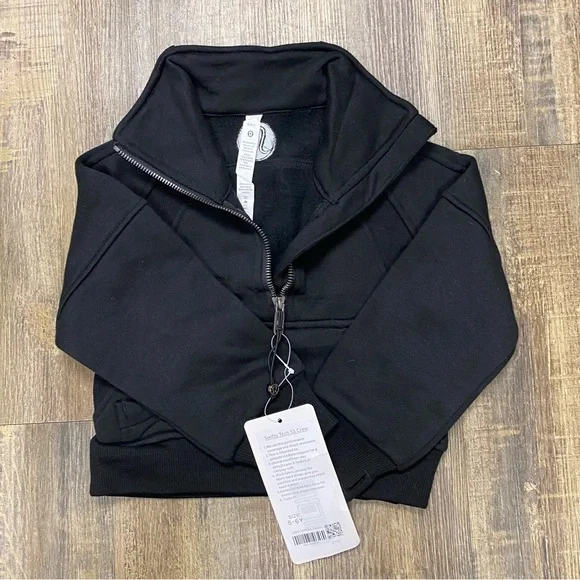 Lululemon Kids Black Half-Zip Pullover Size 5-6Y With Thumb Holes - Picture 2 of 13